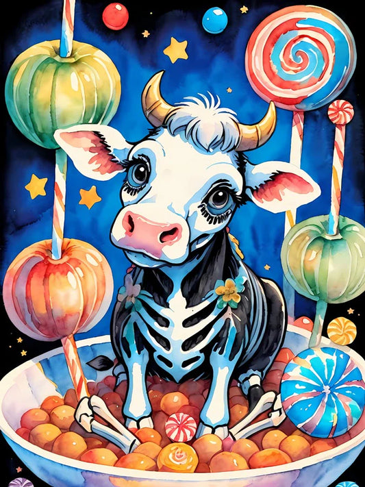 Cute Skeleton Cow Halloween