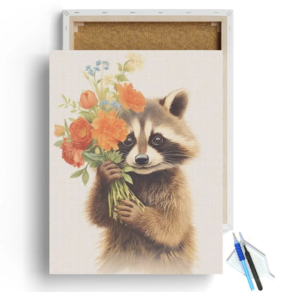Charming Raccoon with Flowers