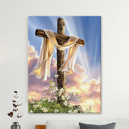 Wooden Cross On Flower Hill