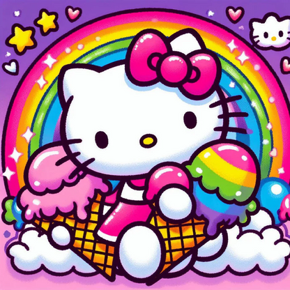 Hello Kitty Holding Ice Cream