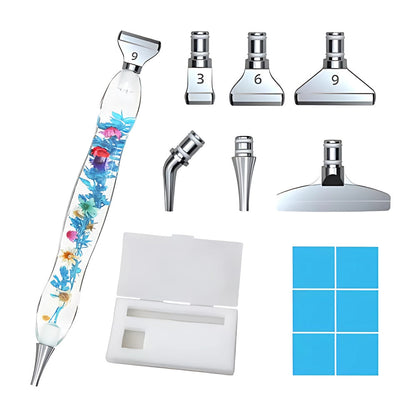 Blue Floral Diamond Painting Pen
