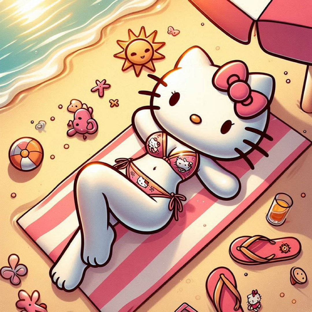 Hello Kitty Sunbathing